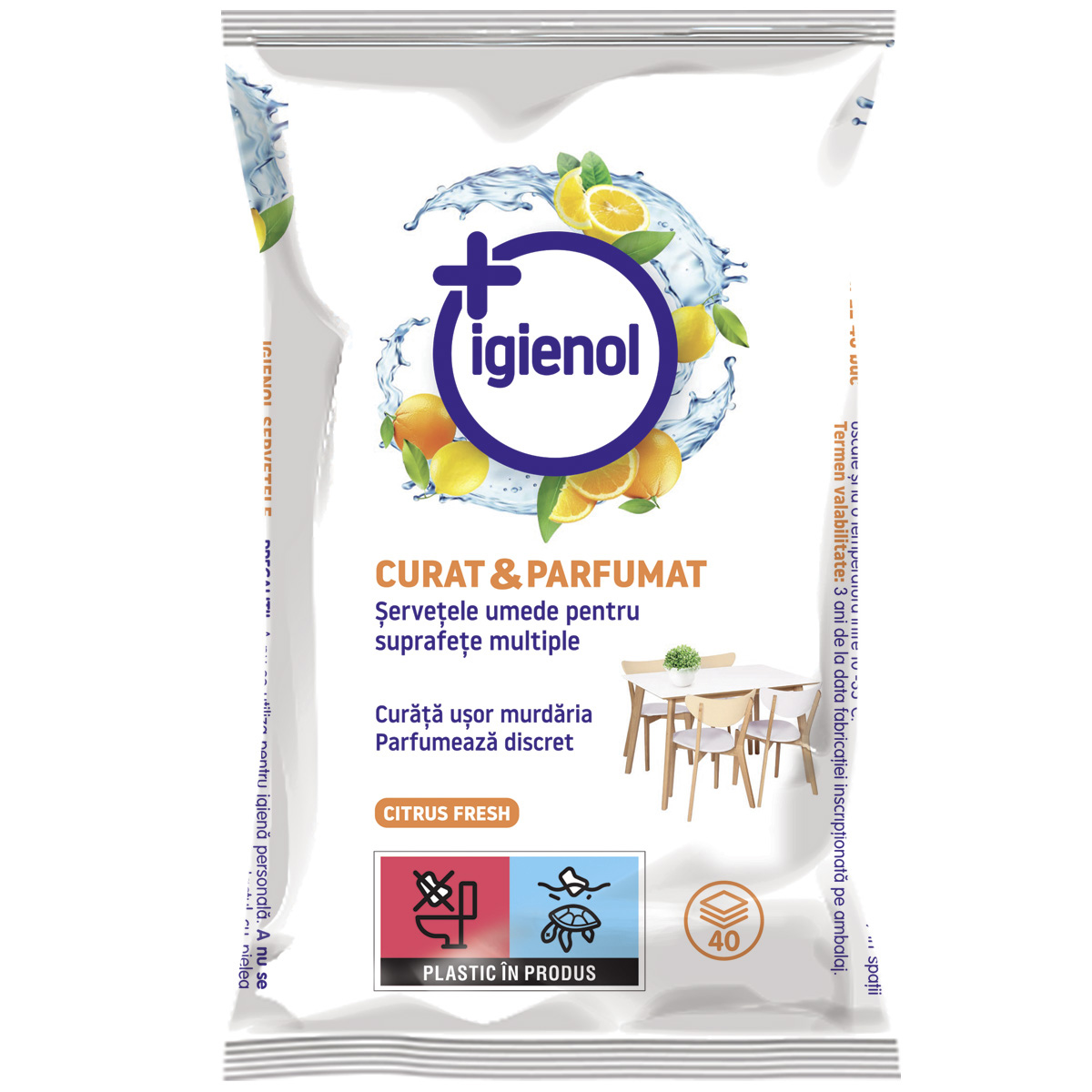 igienol servetele suprafete curat parfumat 40 buc
