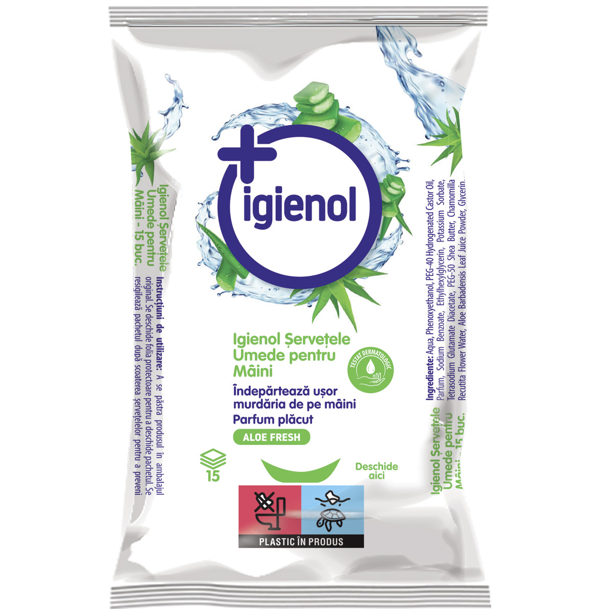 igienol refreshing wipes 15 pcs aloe